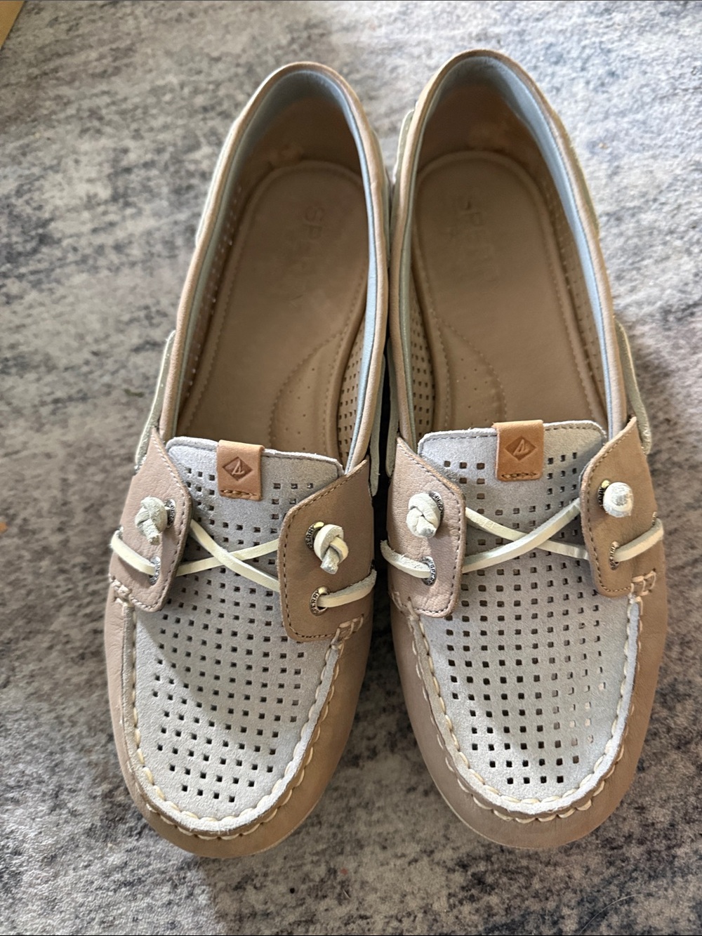 Sperry Women's Perforated Slip-On Moccasin Loafers in Beige